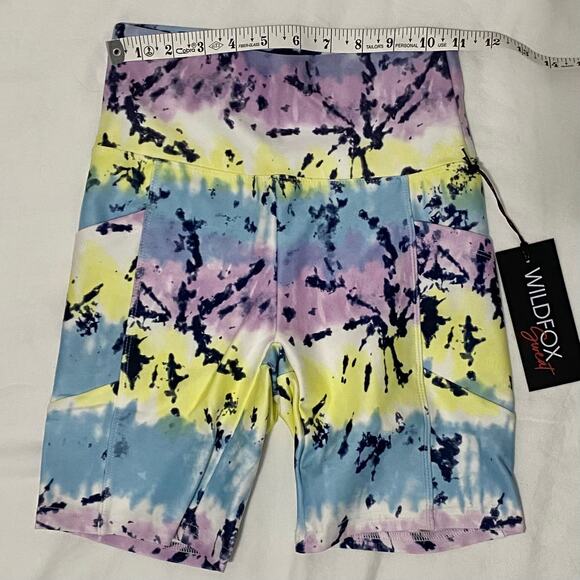 Wildfox Sweat Womens Size XS High Waist Bike Shorts Tie Dye Multi Color New - Picture 2 of 6
